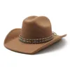 Nouveau chapeau de cowboy des femmes occidentales de l'automne d'hiver pour gentleman Lady Cowgirl Jazz Hat Wide Brim Feeld Hat Fedora Sombrero Hombre