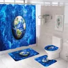 Duschgardiner mysterium planet gardin sätter yttre rymdblå galax fantasy stjärnhimmel jorden badrum badrum badmatta toalett täckning