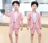 Garnitury chłopcy letnie fajne garnitury szorty 2pcs fotograficzne garnitur dzieci