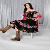 2022 Black Quinceanera Dresses Charro Detachable Skirt Floral Embroidered Off The Shoulder Sweet 16 Dress Mexican Theme Plus Size Gothi 1850