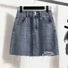 L-5xl Y2K Denim Blue Spódnica Linia Plus w rozmiarze Lato Summer Seksowne mini dżinsowe spódnice żeńskie duże ubranie 240513