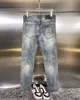 2024 Rua designer de moda jeans roxo botões voam em preto elástico elástico skinny jeans buttons mostro hip hop calça jeans para mulheres calças pretas brancas