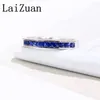 Cluster anneaux Laizuan Solid 18k Jaune Gold Ring Véritable Ruby / Sapphire / Emerald Ladies Gemstone Jewelry Party Party Empilable