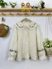 Blouses pour femmes Mori Sweet Double Layer Doll Collar Brodemery Lace Shirt Loose Long Sleve Top