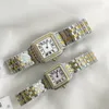 Hochwertige Frauen- und Herren-Watch-Freizeit ultra-dünne beliebte Marken Armbanduhr Uhr Diamant Armbanduhren Ladies Quarz Männer Luxus Armbanduhr Rechteck Kleine Zifferblatt