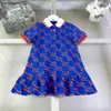 New Baby Skirt Polo Shirt Design Princess Dress Tamanho 100-150 cm Crianças Designer Roupas de verão Printing Girls Festro de 24 de maio