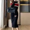 Casual Dresses Long For Women Split Sticke Robe Bodycon Evening Maxi Clothes Sexy Daring Over The Shoulder Woman Dress Thick V938