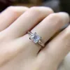 Wedding Rings Certified 1ct 2ct Princess Cut Mosonite Engagement Ring Female Colored Diamond Bridal Proposal 925 Silver Q240511