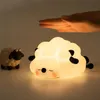 Led Night Lights Leuke schapen Panda Rabbit Silicone Lamp USB Oplaadbare Timing Bedside Decor Kids Baby Nightlight Birthday cadeau 240507