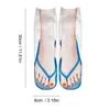 Frauen Socken 3D -Muster Maniküre Druckschuhe Flop Funly Running Men Middle Cut Knöchel Socke