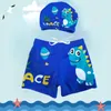 2024 Kinderen Swimwear Boys zwembroek met zwempet Cartoon afdrukken Kinderen Beach Short Dinosaur Swimsuit Babykleding 240508