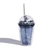 Кружки пространство блуждание двойной слой соломенная чашка BPA Бесплатные пластиковые стаканчики с каваи для кружки бутылки с водой домашний офис. Путешествие 380 мл