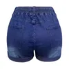 女性用ショーツ夏のセクシーなパンツ女性のための弾力性のあるウエストリッピングスリムドローストリングデニムの濃い青色のクラブウェア