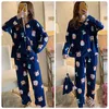 Home Clothing Women's Four Seasons Two-Piece Pajamas Set Long-Sleeved Cute Korean Version Of The Thin Section Wear Suit