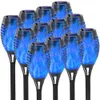 Lumières Eoyizw, bleu avec des flammes clignotantes, 12 lampes de poche Tiki solaires à LED pour le paysage étanche Décoration de Pâques Courte des lumières extérieures