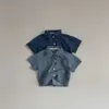 Ensembles de vêtements 2017 NOUVEAU bébé bébé à manches courtes en denim à manches à manches à manches courtes Ensemble de vêtements solides garçons et filles shorts décontractés 2 pièces mignons jeans pour enfants Setl240513