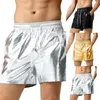 Mäns shorts våt utseende kroppsbyggande varumärke casual faux läder fitness fyra säsonger gym män mens regelbundna comfy