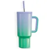 Bouteilles d'eau Couleur de gradient 40oz tasse Tubler avec poignée couvercles isolés paille en acier inoxydable tasse de café pour voyages ménagers thermique