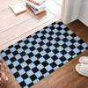 Tappeti blu nera e blu baby a scacchiera anteriori del pavimento della porta d'ingresso del pavimento esterno per bagno geometrico cucina tappeto tappeto tappeto tappeto