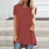2024 verão novo tamanho solto pescoço redondo moda de cor sólida camiseta feminina f51326