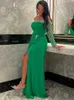 Landebahnkleider grünes elegantes Abendkleid trägerloser langes Ärmel Tanzkleid Saudi -Arabische Frauen tragen elegante Partykleidung 2024 Neu