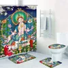 Douche gordijnen groen dulafuzu thangka luminositeit witte tara koo koo kwang boeddha moeder boeddhistische figuur en vloermatten