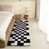 Mattor långa tuftade rutnät sovrumsmatta fluffig geometrisk säng mattor korridor yta golvdudd matta dörrmatta mysig estetisk hemrumsdekor