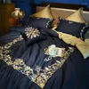 Bedding Sets 43 European Styel Black With Gold Embroidery Set Egyptian Cotton Duvet Cover Bed Sheet/Linen Pillowcases 4/7pcs