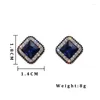 Hölzer Ohrringe koreanische Modes Navy Blue Crystal Square Temperament Rhombus Zirkon Frauen Hochzeitsfeier Geometrie Schmuck Schmuck