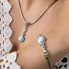 Hänghalsband handgjorda 925 Sterling Silver Natural Blue Caribbean Larimar Pearl Necklace For Women Ladies Girls Jewelry Present Trendy