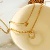 Pendant Necklaces Trend Ins Letter M Pendant Necklace Double layered Korean Necklace Set with White Shell Womens Festival Jewelry Gifts J240513