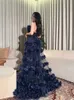 Runway jurken avondjurk Saoedi-Arabische tule bloemen kralendecoratie geplooid gebundeld haar a-line strapless aangepaste gelegenheid jurk