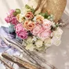 装飾的な花乾燥シミュレーションローズブーケリビングルーム花瓶の装飾アクセサリーfleur Artificielleウェディング用品