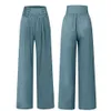 2024 Leisure Elastic High Waist Women's Wide Leg Cotton Linen Loose Pants F51332