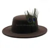 Nowy vintage kapelusz męski Rolak Brim Fedora Hat z piórkiem dżentelmen cap cap trilby jazz czapki