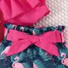 Zestawy odzieży Zestaw ubrania dla niemowląt 6 miesięcy - 3 -letni stary cropletop bez rękawów i kreskówkowe szorty Flamingo strój odzieżowy dla dzieci noworodka girll2405
