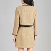 Robes de travail Hiver Elegant Luxury Tweed Skirts ensembles pour femmes 2 pièces Mateau de veste et mini bureaupe Lady Two Piece Set Woman Tenue