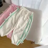 Shorts garotas calças de calça pré-escolar calças de boliche sólidas 2024 Primavera/verão 1-6 anos de idade