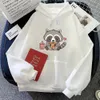 Heren Hoodies Sweatshirts Dames Cartoon Raccoon eten Bubble Milk Tea en Pizza Cute Print Hoodies Plus Sweatshirt Vrouw Trendy Strtwear Tops T240510