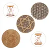 Tavol tabellini da 1 pc griglia rotonda geometrica sacra di guarigione in legno coasters placemat tazza di caffè tappetino tè