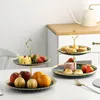 Decorative Plates Snack Tray Organizer Biscuit Candy Rack Display Stand Green Double-layer Fruit Plate Ceramic Living Room Cabinet