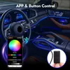Luzes decorativas carro LED Ambiente RGB Light Strip Interior Fiber Optic Dual Zone 64 Cores Luz Universal Decoração do carro Controle de aplicativos para BMW T240509