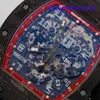 RM Mechanical Watch Watch RM011-FM NTPT Carbon Fiber Знаменитая роскошная Scuderia Team Limited