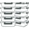 Bouteilles de rangement Conteneurs pour nourriture avec les couvercles à air étanche à lunch bento boxes bpa Free four micro-ondes congélateur et lave-vaisselle gris