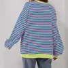 Kvinnors hoodies 2024 våren enkel hem gränsöverskridande casual randig mönster besättning hals trend lång ärm pullover färgblockerad tröja