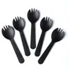 100 stcs/pack Wegwerp sporks individueel wrappe duurzame plastic spork 2 in 1 vorken lepels cake ijs salade school lunch picnics restaurant feest w0254