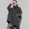 Damesjassen losse fit zwarte Europese mode Spring kleding Turtleneck pullover wassen sweatshirt oversized onregelmatige denim tops 2024