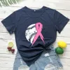 Dames T-shirt Y2K Short Slves T-shirt Baseball bewustzijn Ribbon Womens