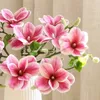 Dekoracyjne kwiaty symulowane Magnolia 3D Feel White Living Room Sayt Flower Art Artificial Decoration Ornaments Materiały