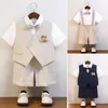 Giyim Setleri Yaz Toddler Suit Yakışıklı Askı Pantolonları Yelek Set Seti Okul Üniforma Erkekler Korosu Performans Kostüm Çocuk Giyim